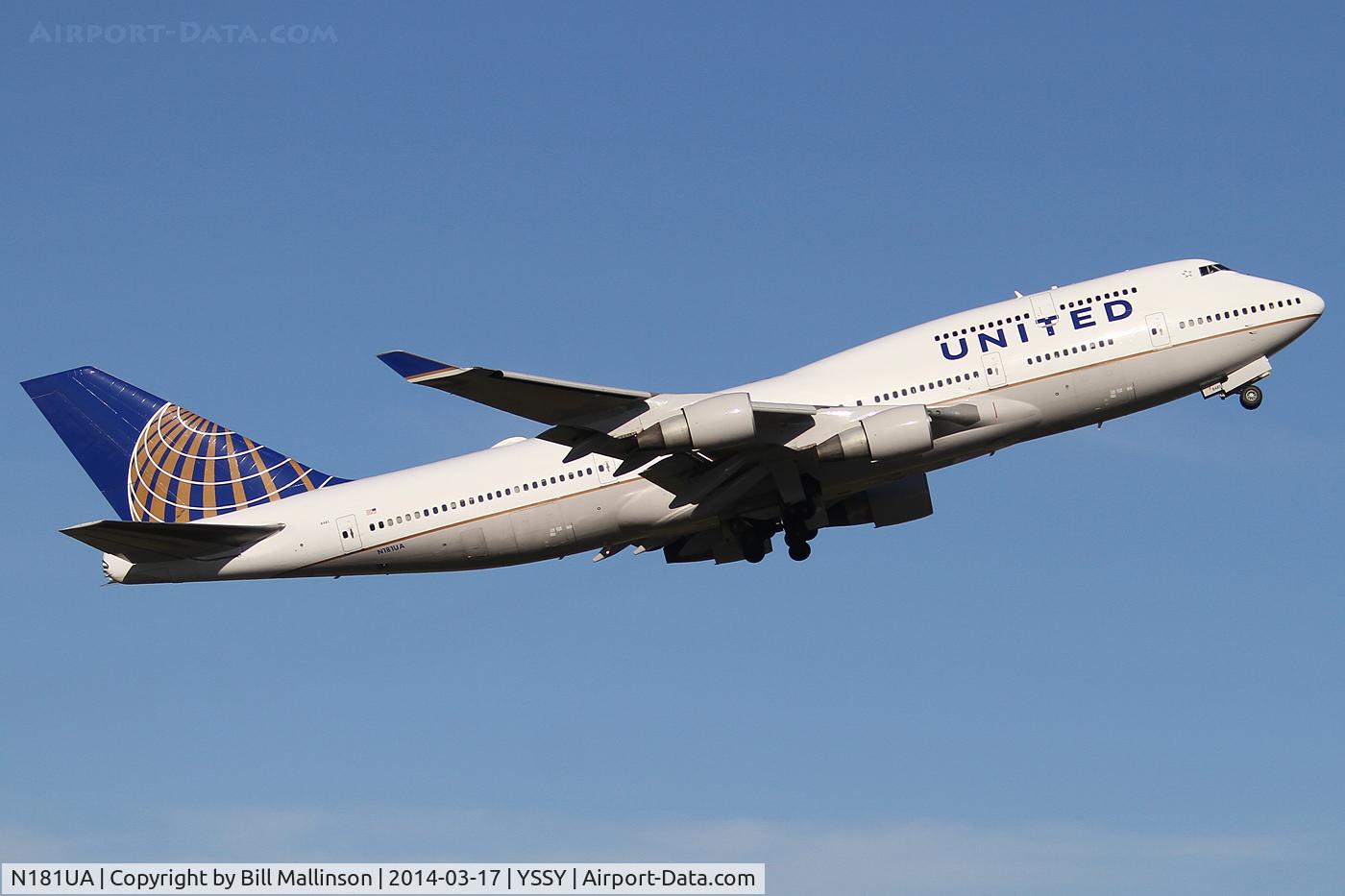 N181UA, 1991 Boeing 747-422 C/N 25278, away to MEL from 34L