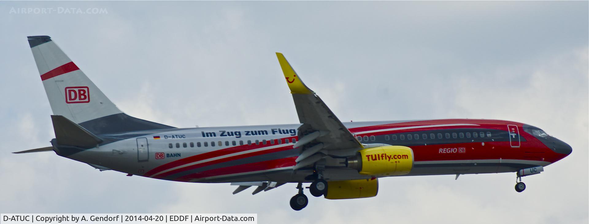 D-ATUC, 2006 Boeing 737-8K5 C/N 34684, TUIfly (DB-Regio cs.), is here on short finals RWY 25L at Frankfurt Rhein/Main Int'l(EDDF)