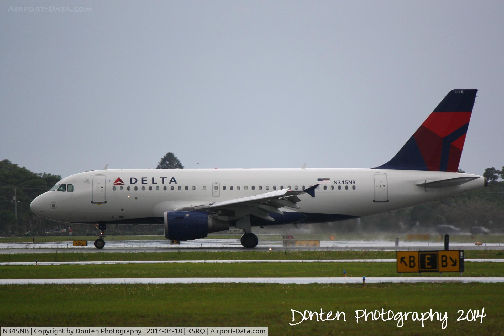 N345NB, 2002 Airbus A319-114 C/N 1774, Delta Flight 1903 (N345NB) arrives at Sarasota-Bradenton International Airport following a flight from LaGuardia Airport