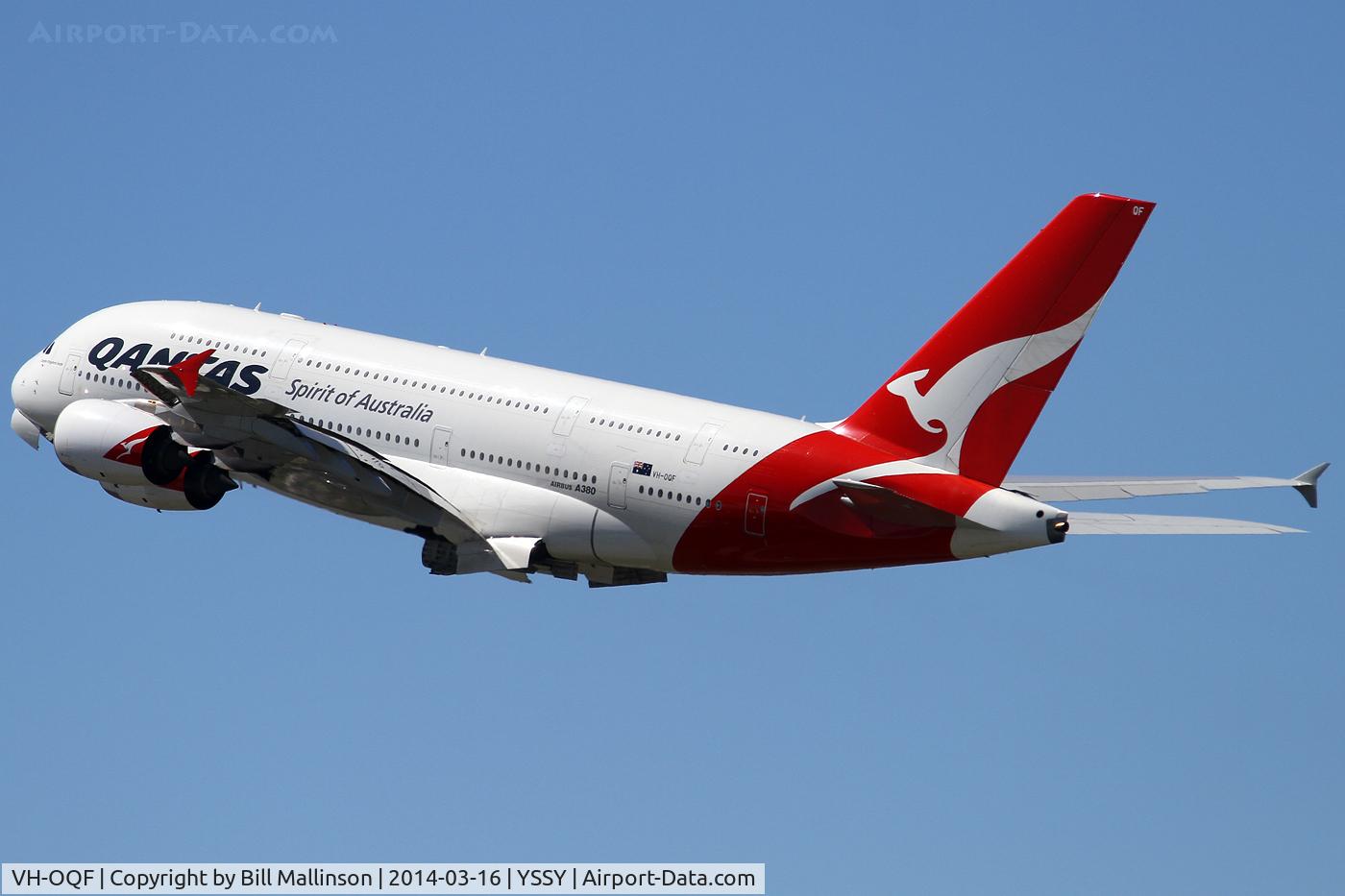 VH-OQF, 2009 Airbus A380-842 C/N 029, away from 34L