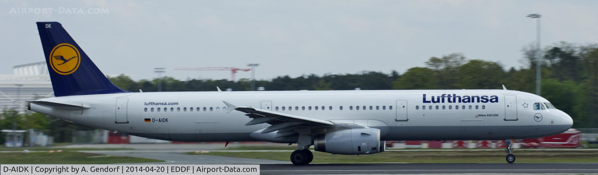 D-AIDK, 2011 Airbus A321-231 C/N 4819, Lufthansa, is here speeding up on RWY 18 at Frankfurt Rhein/Main Int'l(EDDF)