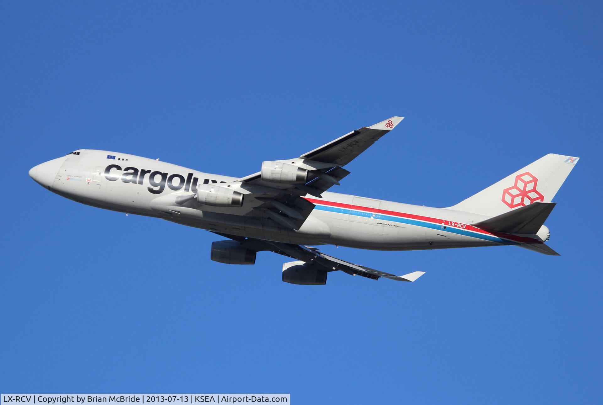 LX-RCV, 1999 Boeing 747-4R7F C/N 30400, Cargolux. 747-4R7FSCD. LX-RCV cn 30400 1235. Seattle Tacoma - International (SEA KSEA). Image © Brian McBride. 13 July 2013