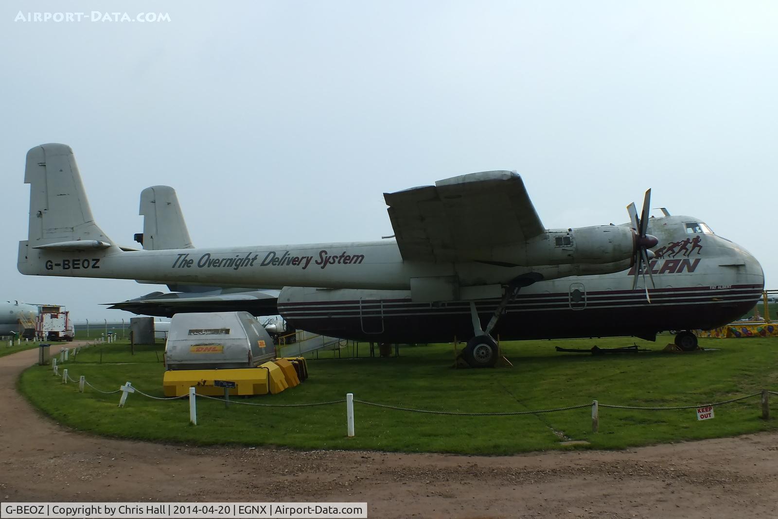 G-BEOZ, 1960 Armstrong Whitworth AW650 Argosy 101 C/N 6660, Preserved at the East Midlands Aeropark