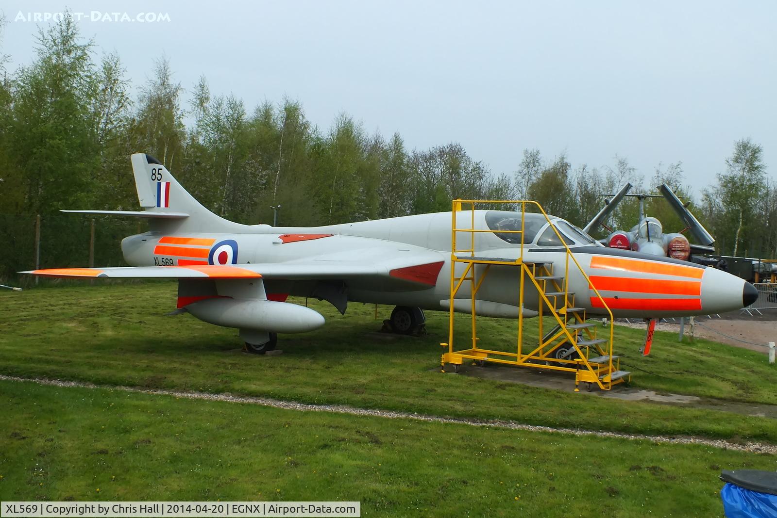 XL569, 1958 Hawker Hunter T.7 C/N 41H/693720, Preserved at the East Midlands Aeropark