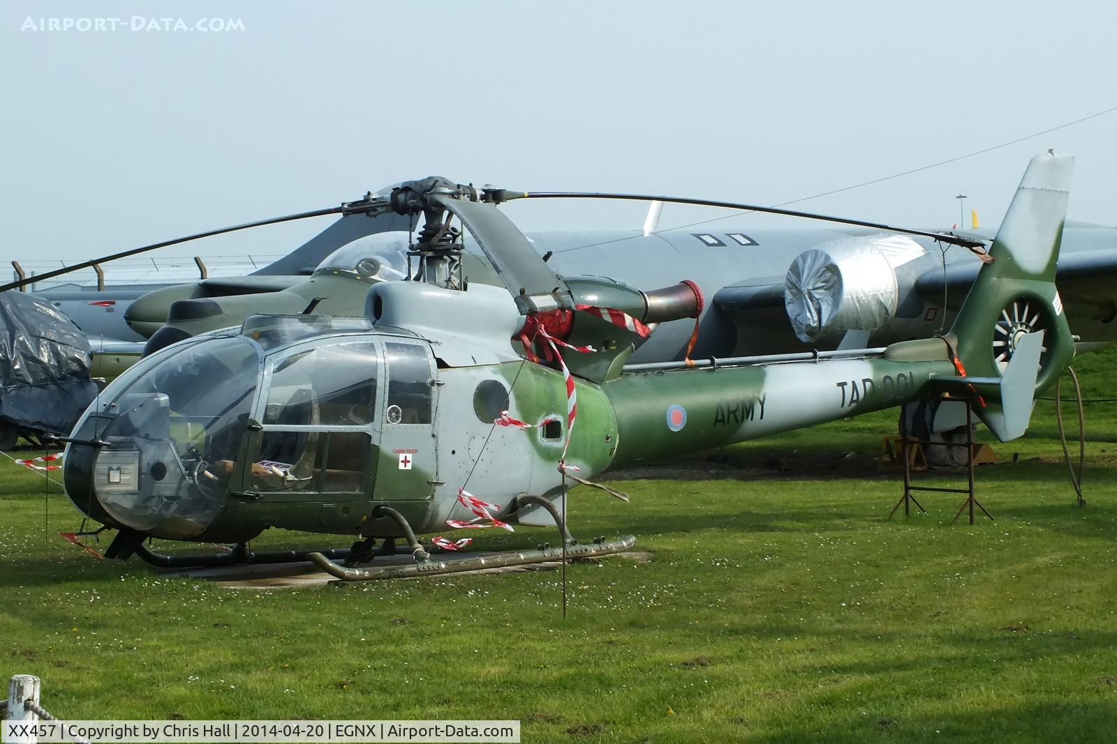 XX457, 1976 Westland SA-341B Gazelle AH1 C/N 1468, Preserved at the East Midlands Aeropark