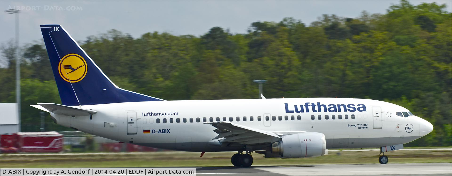 D-ABIX, 1991 Boeing 737-530 C/N 24946, Lufthansa, is here on RWY 18 at Frankfurt Rhein/Main Int'l(EDDF)