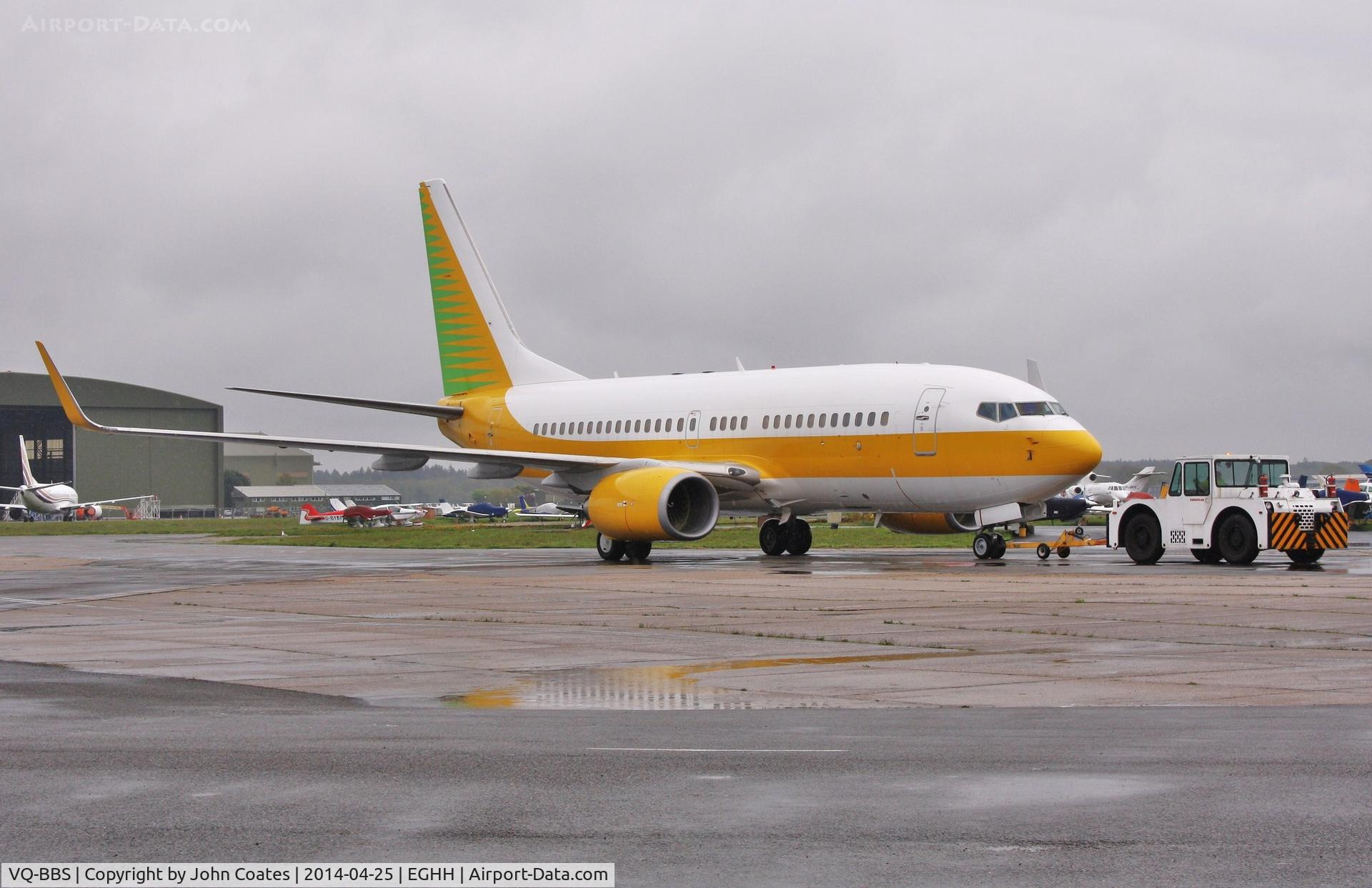 VQ-BBS, 2005 Boeing 737-7AK BBJ C/N 34303, Being towed back to European apron from parking area