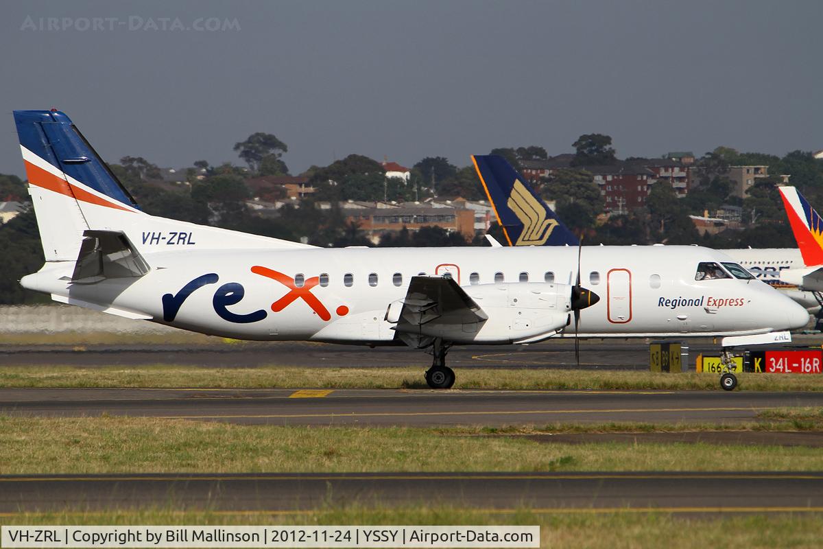 VH-ZRL, 1996 Saab 340B C/N 340B-398, taxiing from 34R