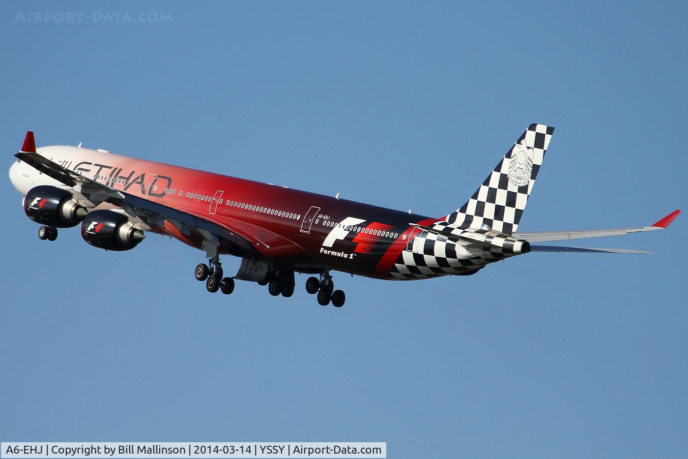A6-EHJ, 2008 Airbus A340-642X C/N 933, off from 3 4L