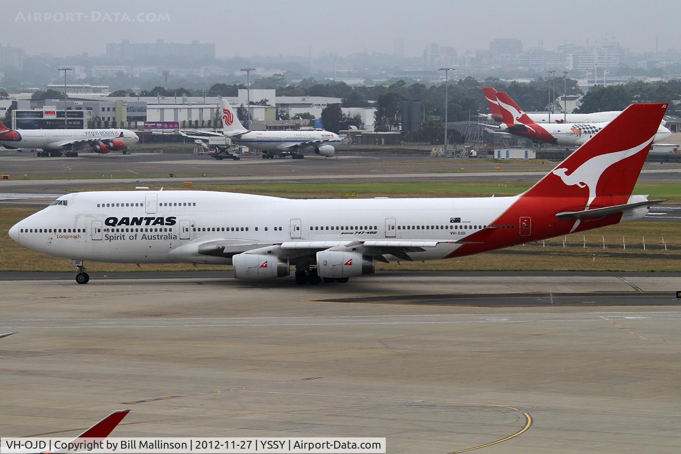 VH-OJD, 1989 Boeing 747-438 C/N 24481, on taxi to 16R