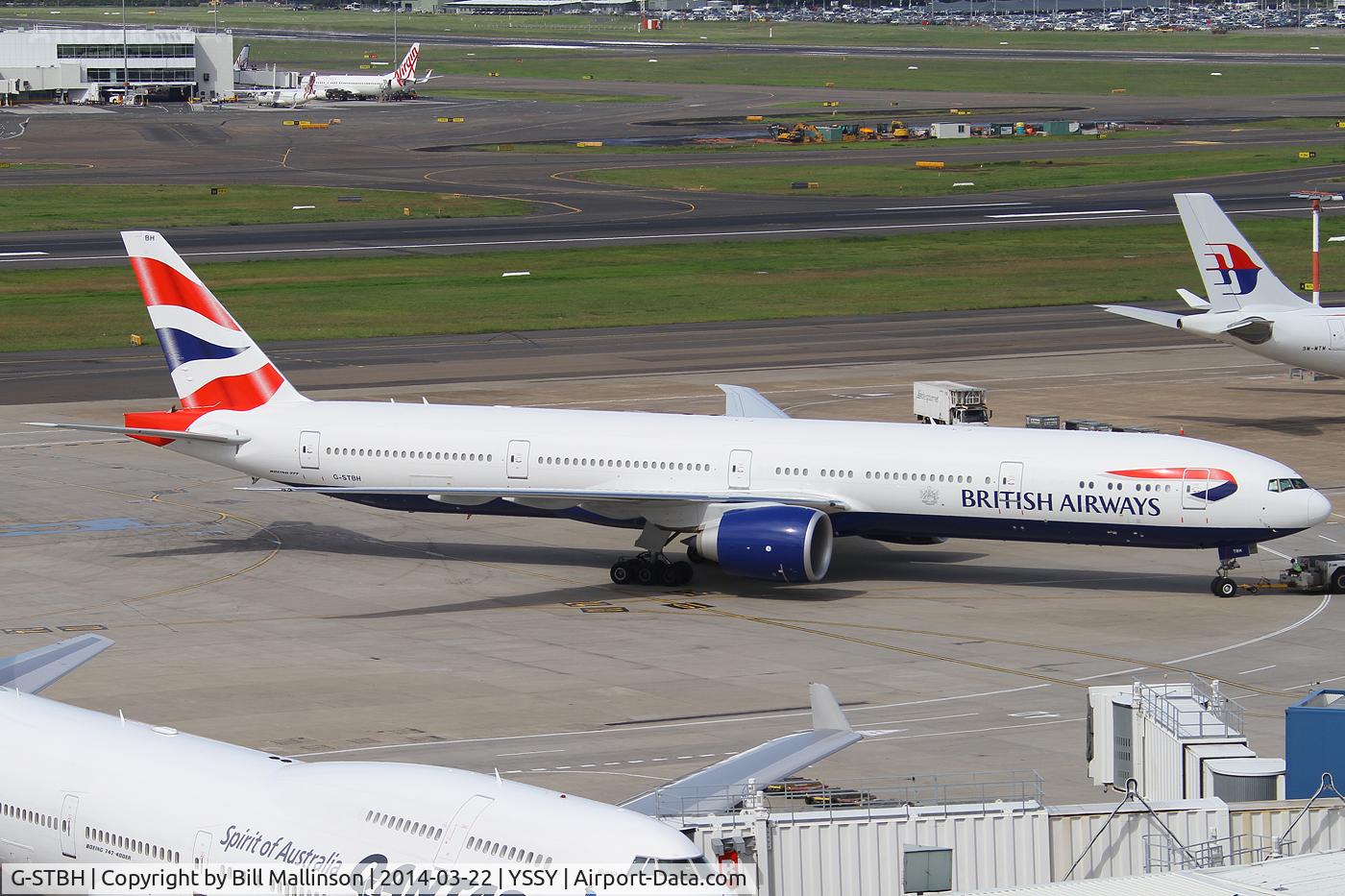 G-STBH, 2013 Boeing 777-336/ER C/N 38431, towed to gate 24