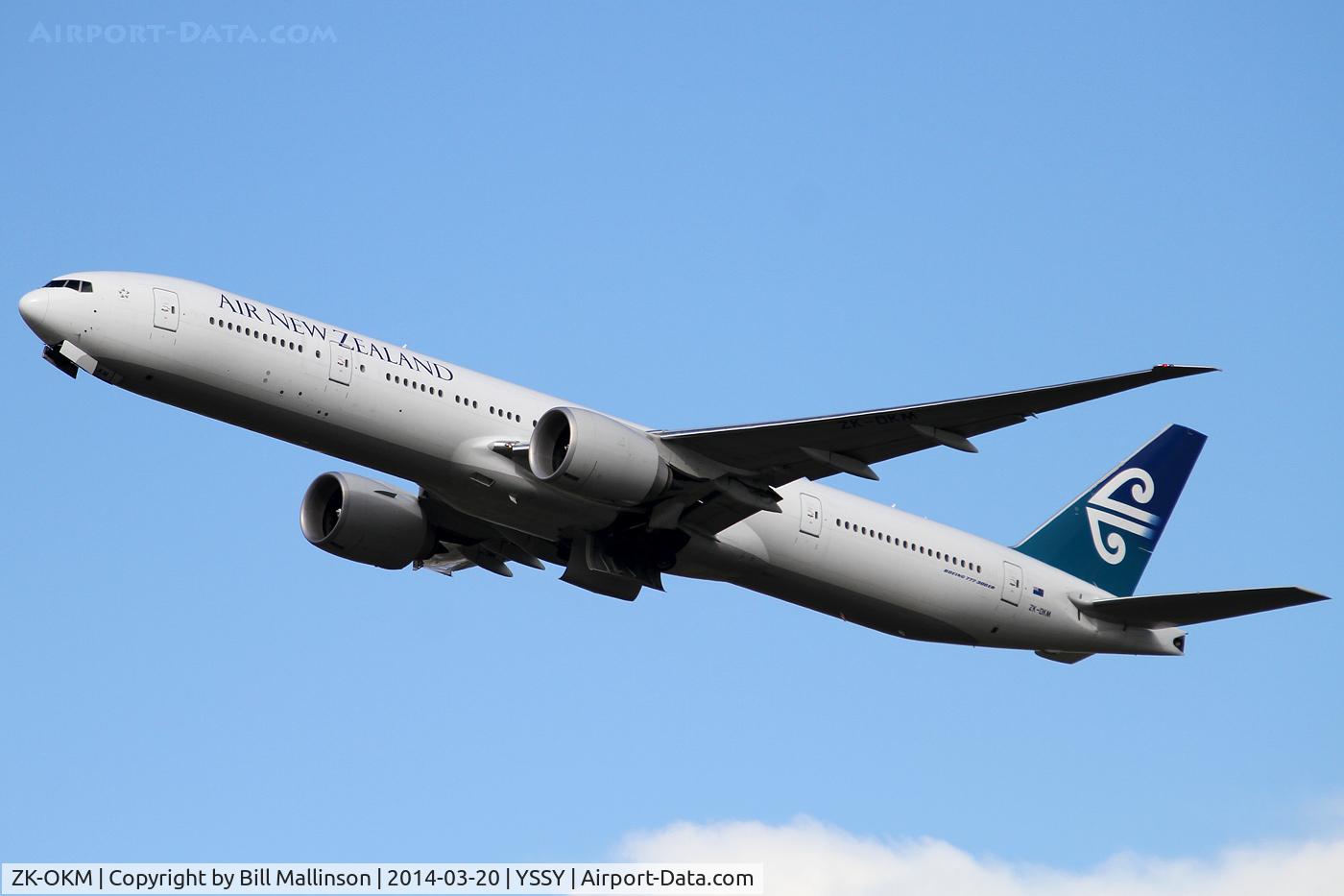 ZK-OKM, 2010 Boeing 777-306/ER C/N 38405, away from 34L