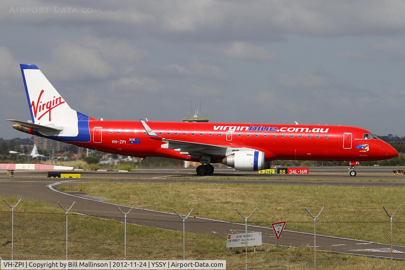 VH-ZPI, 2008 Embraer 190AR (ERJ-190-100IGW) C/N 19000202, taxiing from 34R