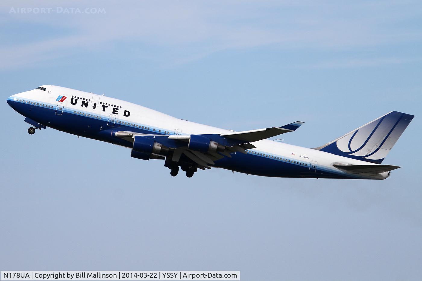 N178UA, 1990 Boeing 747-422 C/N 24385, away from 34L