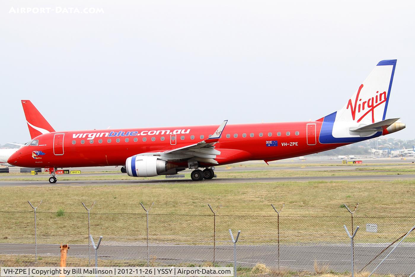 VH-ZPE, 2008 Embraer 190AR (ERJ-190-100IGW) C/N 19000187, taxiing to 34R