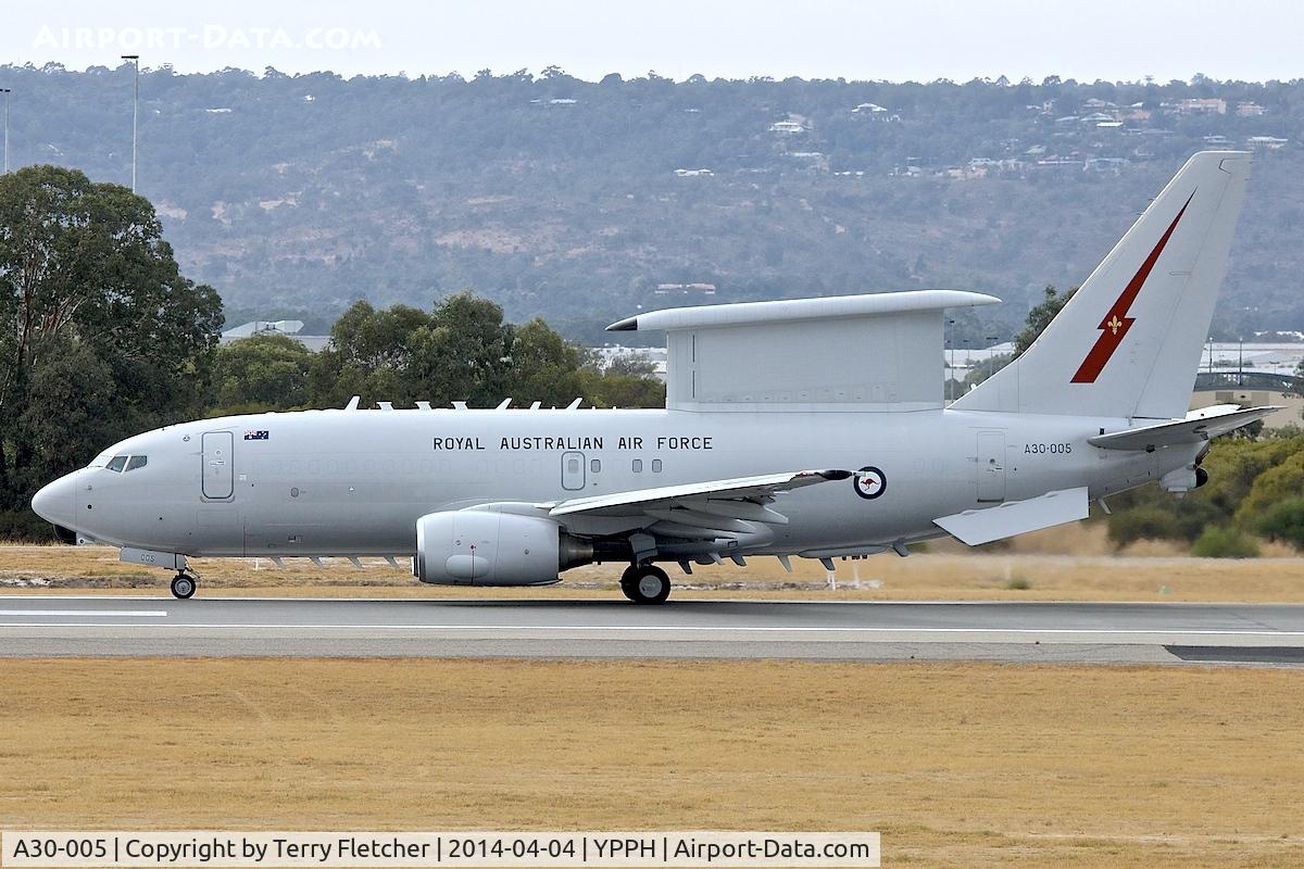 A30-005, 2006 Boeing E-7A Wedgetail (737-7ES) C/N 33986, Boeing 737-7ES Wedgetail, c/n: 33986 at Perth - as part of the search for the missing Malaysian B777 Airliner