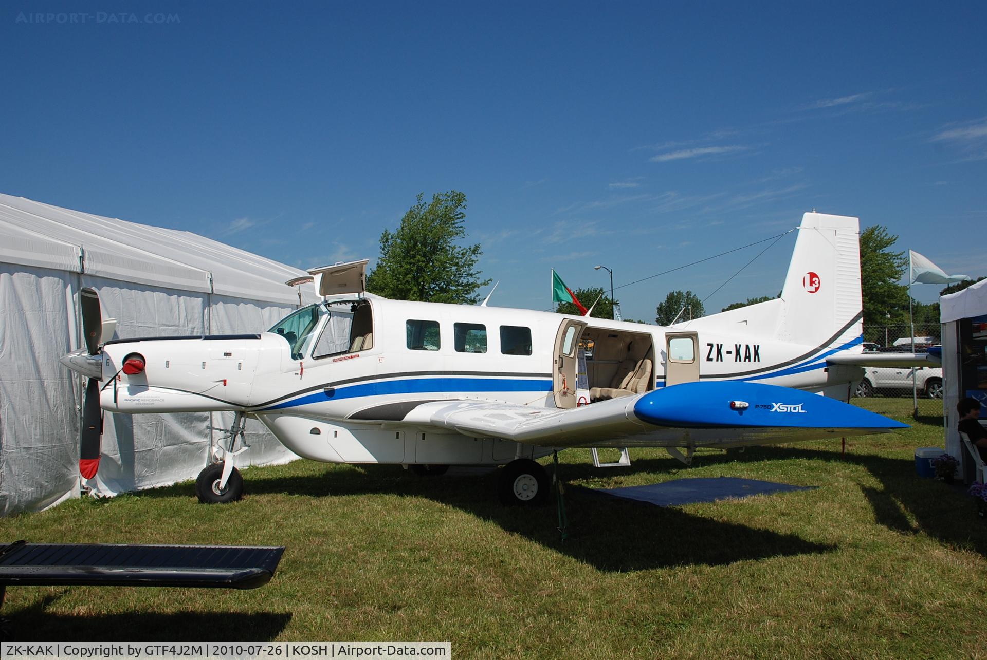 ZK-KAK, Pacific Aerospace 750XL C/N 157, ZK-KAK on static display at Oshkosh 2010. since registered as PK-RWT 5/11