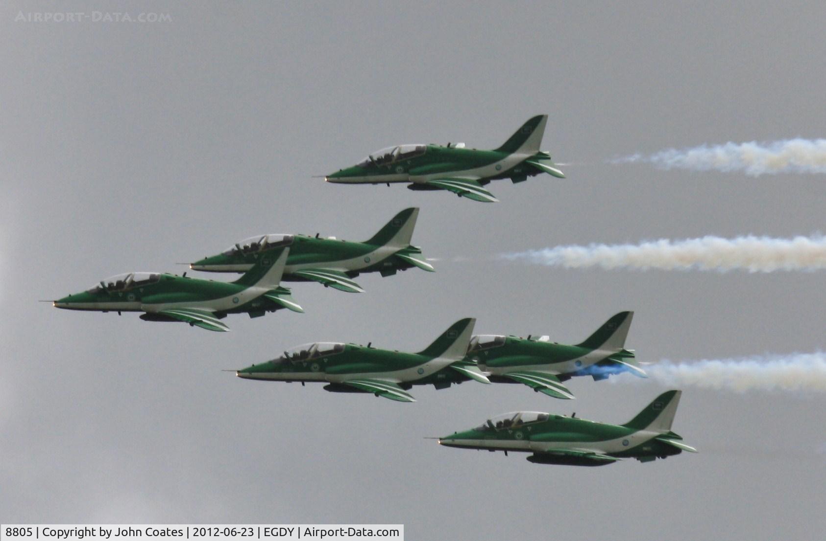 8805, British Aerospace Hawk 65A C/N 6Y019, The Royal Saudi Air Force Green Falcons - comprising 8805, 8806, 8807, 8808, 8810 ans 8814 performing at RNAS open day 2012