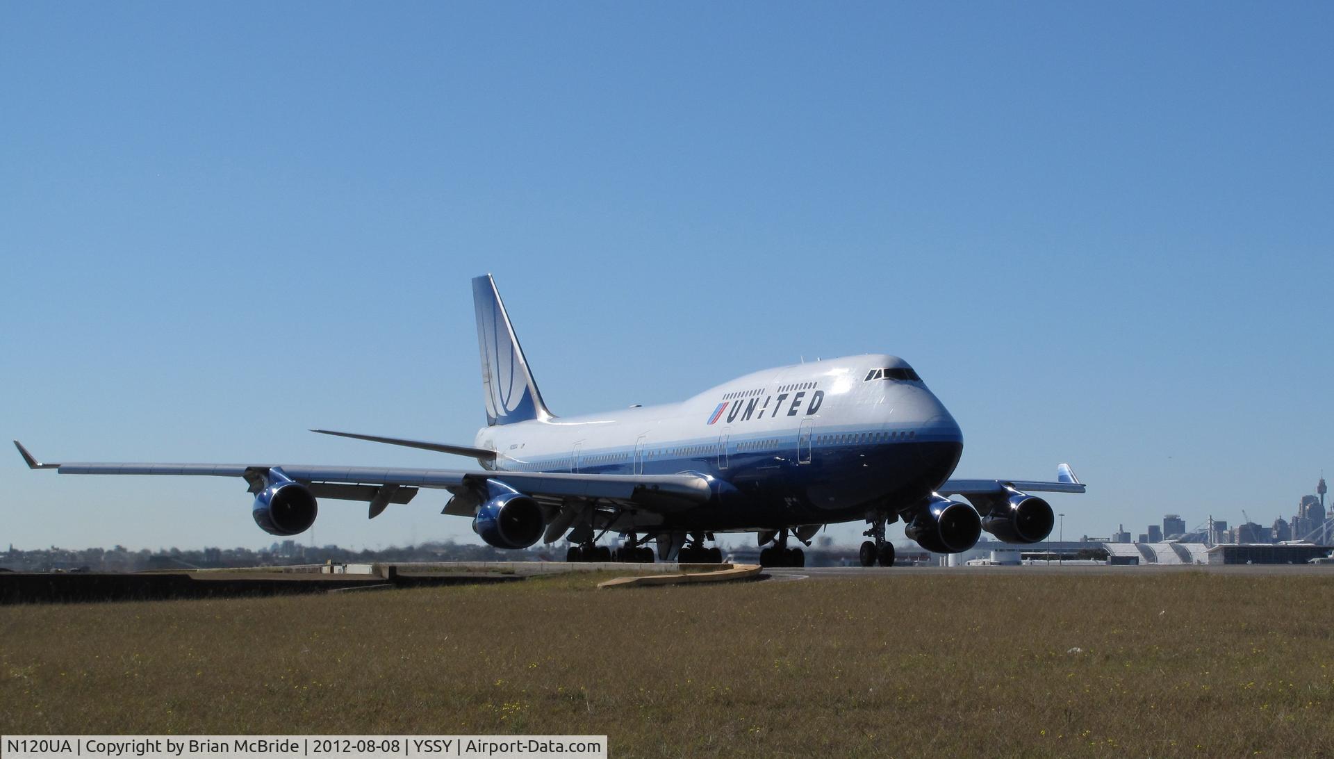 N120UA, 1999 Boeing 747-422 C/N 29166, United Airlines. 747-422. N120UA cn 29166 1209. Sydney - Kingsford Smith International (Mascot) (SYD YSSY). Image © Brian McBride. 08 August 2012