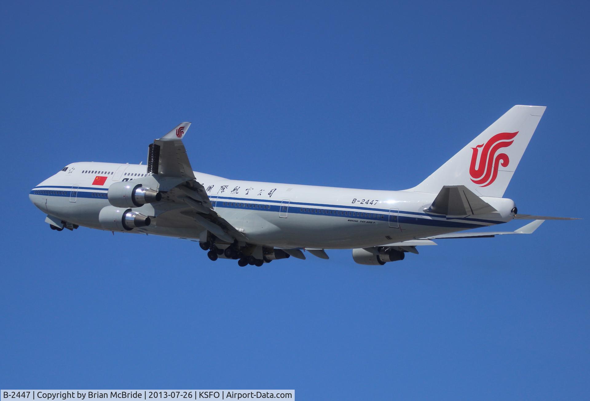 B-2447, 1995 Boeing 747-4J6 C/N 25883, Air China. 747-4J6. B-2447 cn 25883 1054. San Francisco - International (SFO KSFO). Image © Brian McBride. 26 July 2013