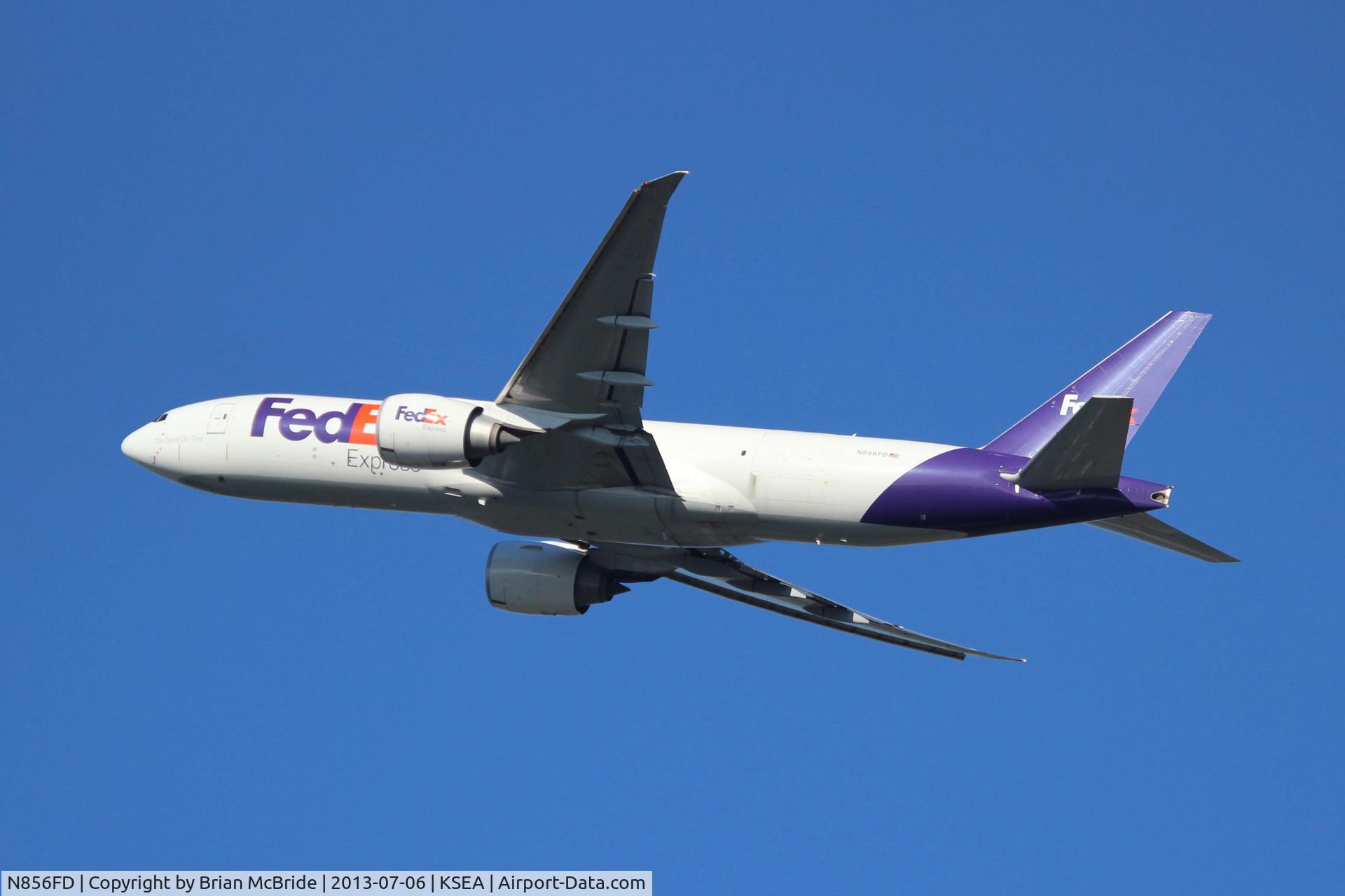 N856FD, 2010 Boeing 777-FS2 C/N 37727, FedEx Express. 777-FS2. N856FD cn 37727 884. Seattle Tacoma - International (SEA KSEA). Image © Brian McBride. 06 July 2013