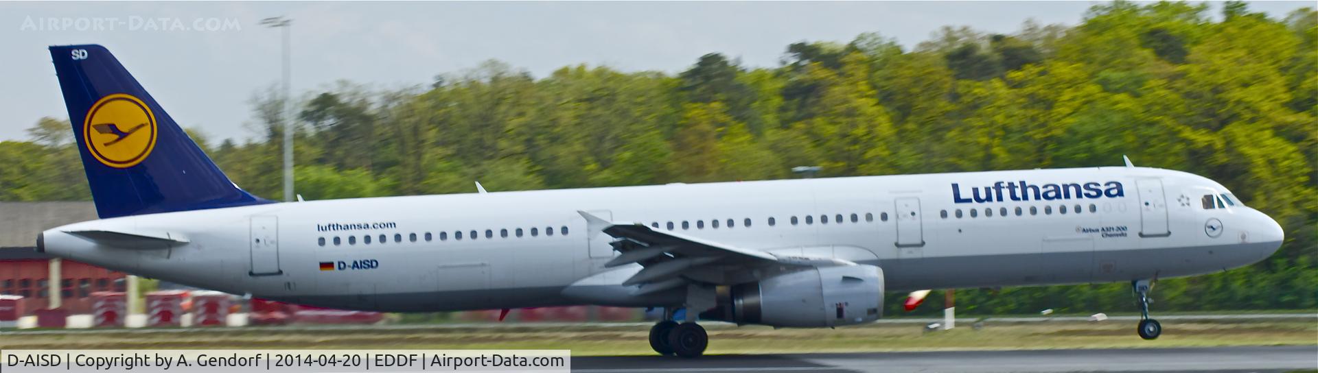 D-AISD, 2000 Airbus A321-231 C/N 1188, Lufthansa, is here departing at Frankfurt Rhein/Main Int'l(EDDF)