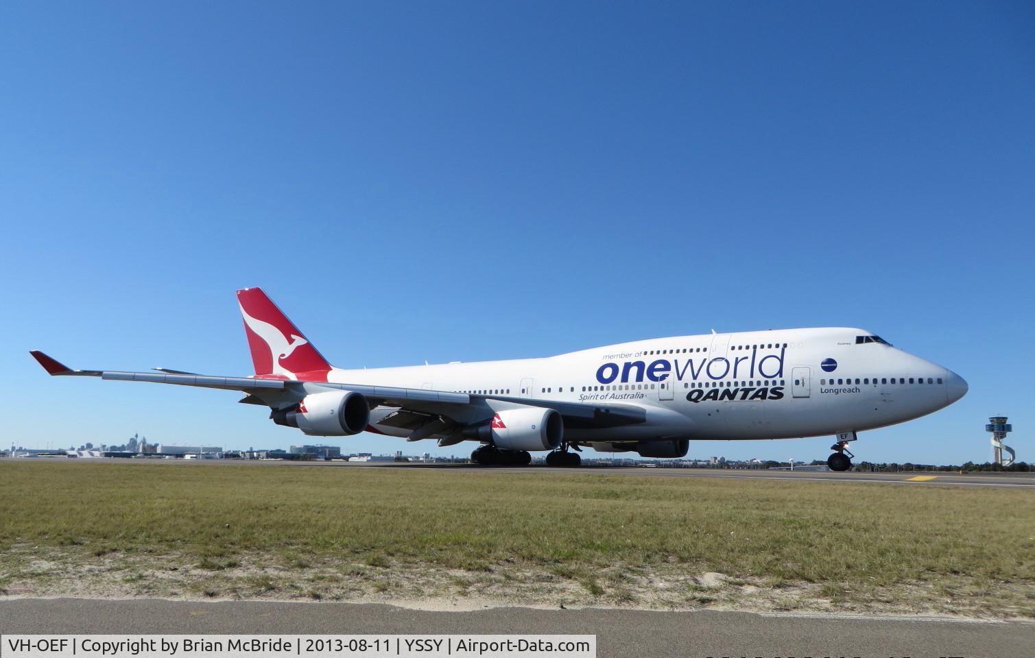 VH-OEF, 2002 Boeing 747-438/ER C/N 32910, Qantas Airways. 747-438ER. VH-OEF cn 32910 1313. Sydney - Kingsford Smith International (Mascot) (SYD YSSY). Image © Brian McBride. 11 August 2013
