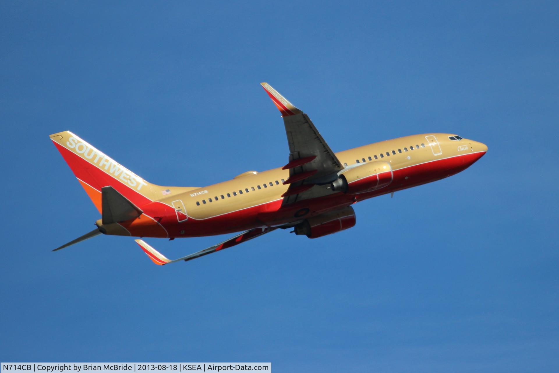 N714CB, 1998 Boeing 737-7H4 C/N 27848, Southwest Airlines. 737-7H4. N714CB cn 27848 61. Classic livery. Seattle Tacoma - International (SEA KSEA). Image © Brian McBride. 18 August 2013