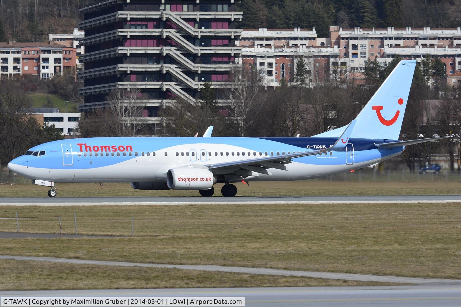 G-TAWK, 2012 Boeing 737-8K5 C/N 37239, Thomson Airways
