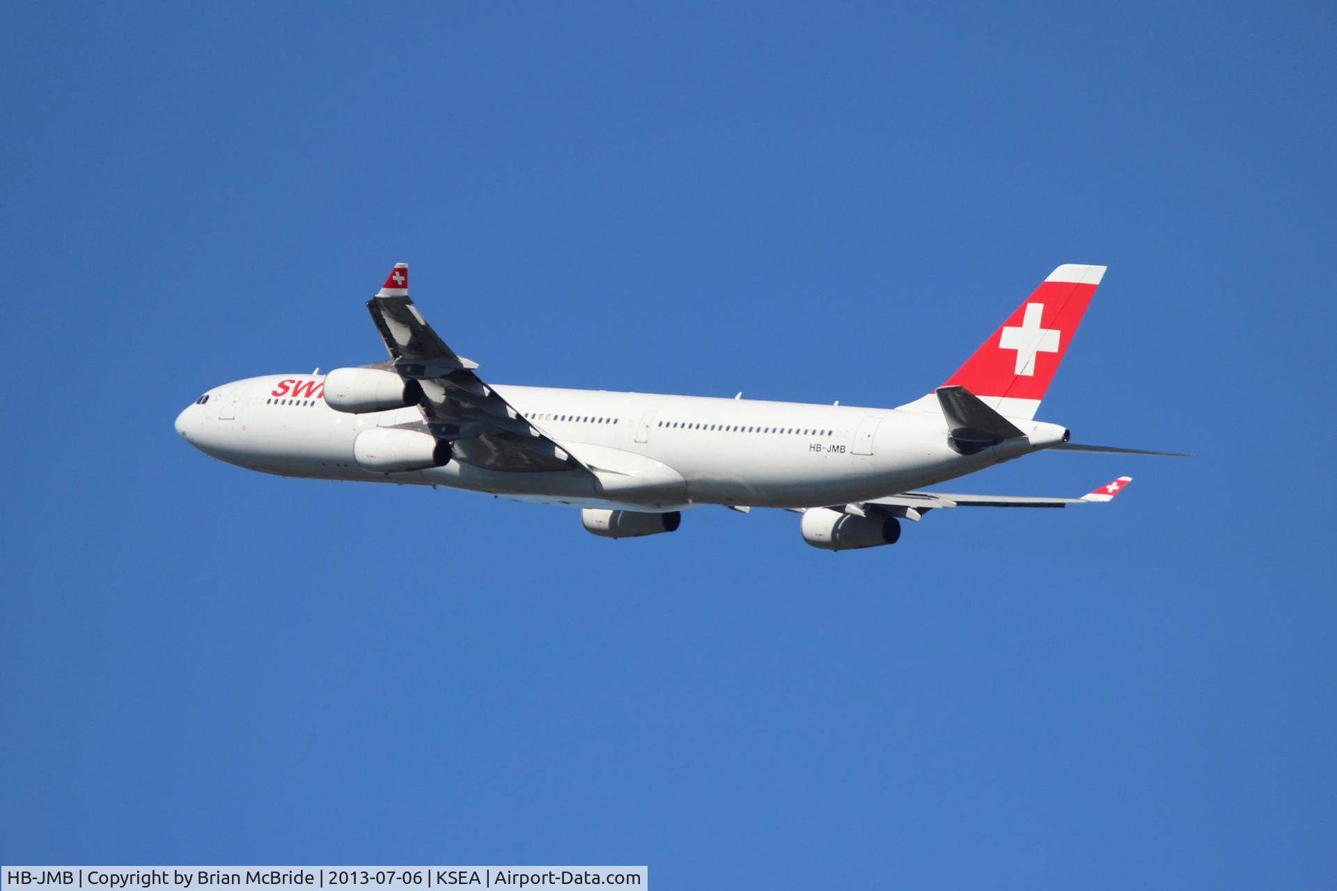HB-JMB, 2003 Airbus A340-313 C/N 545, Swiss International Airlines. A340-313X. HB-JMB cn 545. Seattle Tacoma - International (SEA KSEA). Image © Brian McBride. 06 July 2013