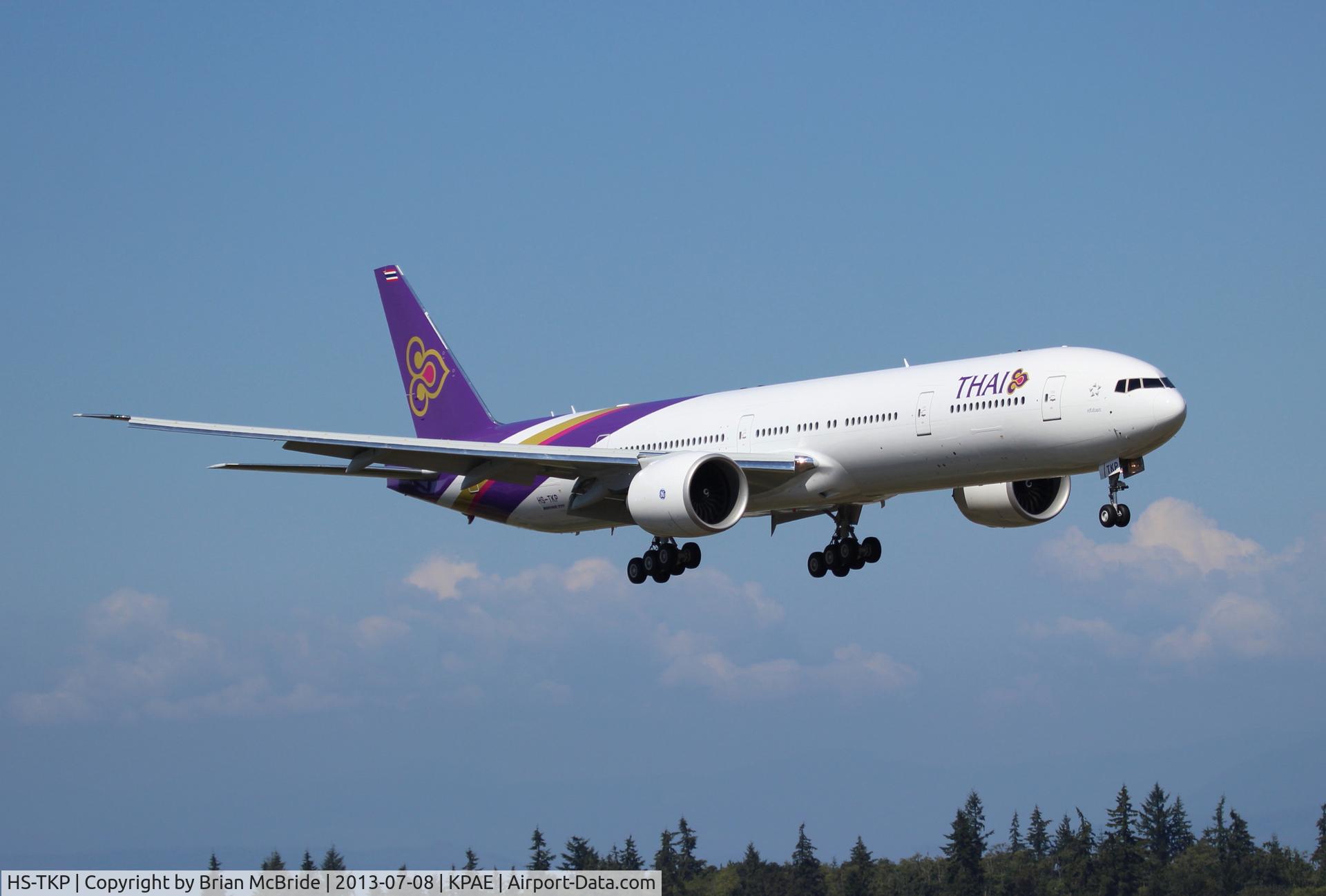HS-TKP, 2013 Boeing 777-3AL/ER C/N 41525, Thai Airways International. 777-3ALER. HS-TKP cn 41525 1119. Everett - Snohomish County Paine Field (PAE KPAE). Image © Brian McBride. 08 July 2013