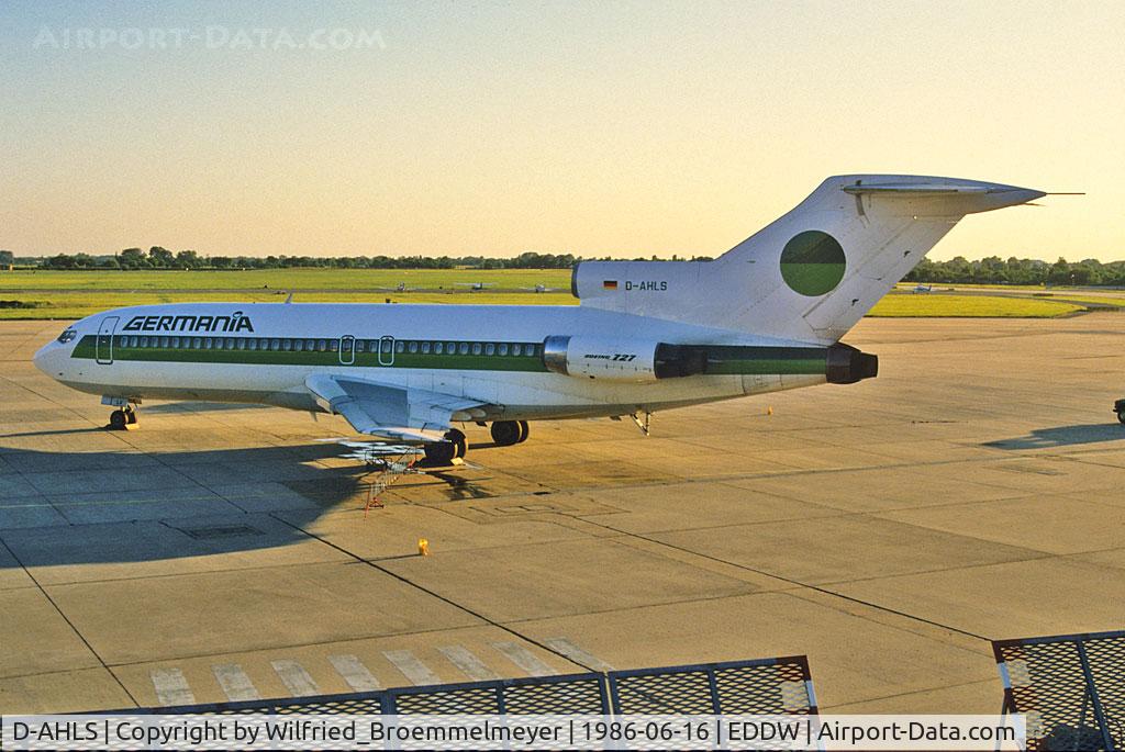 D-AHLS, 1966 Boeing 727-89 C/N 19139, Germania / Parked at Bremen Airport (nose out).