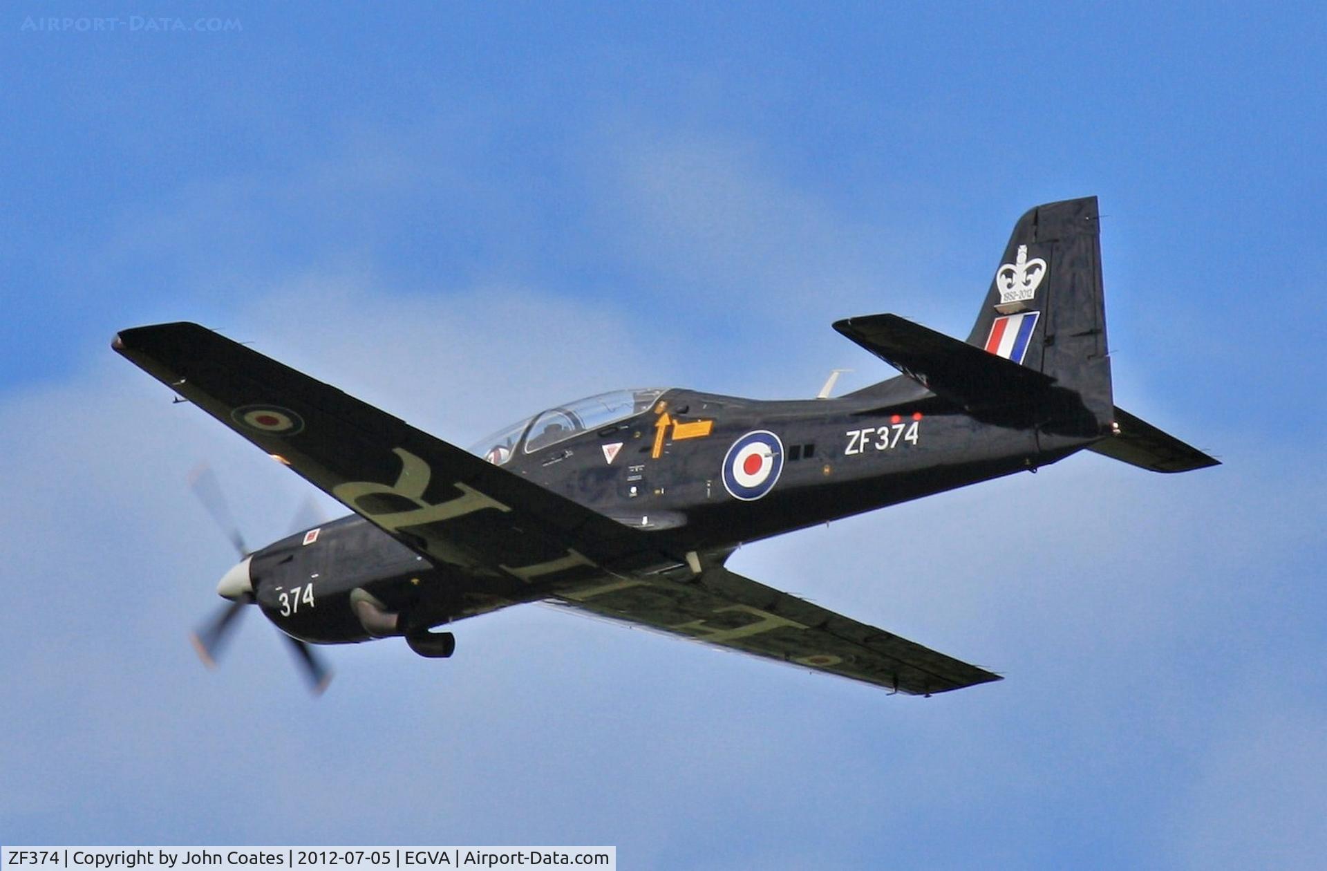 ZF374, 1992 Short S-312 Tucano T1 C/N S117/T88, Arriving RIAT 2012