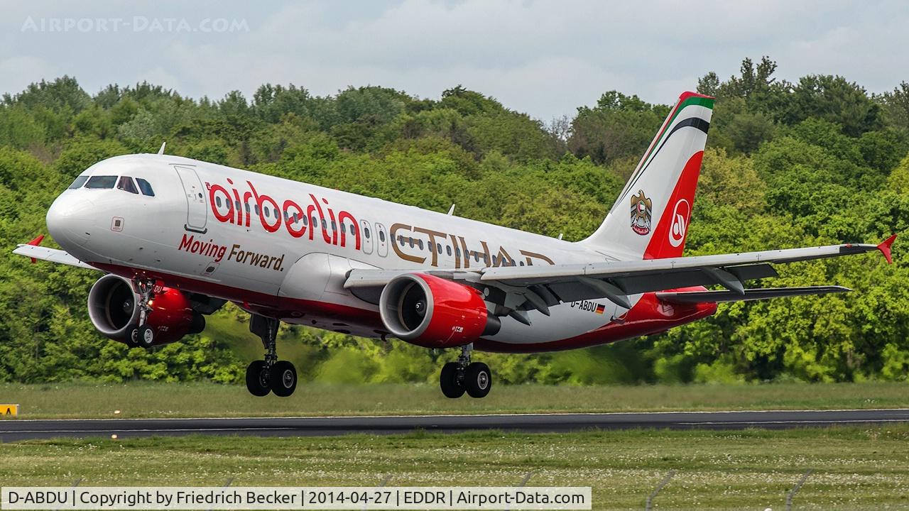 D-ABDU, 2008 Airbus A320-214 C/N 3516, moments prior touchdown after a flight from Palma