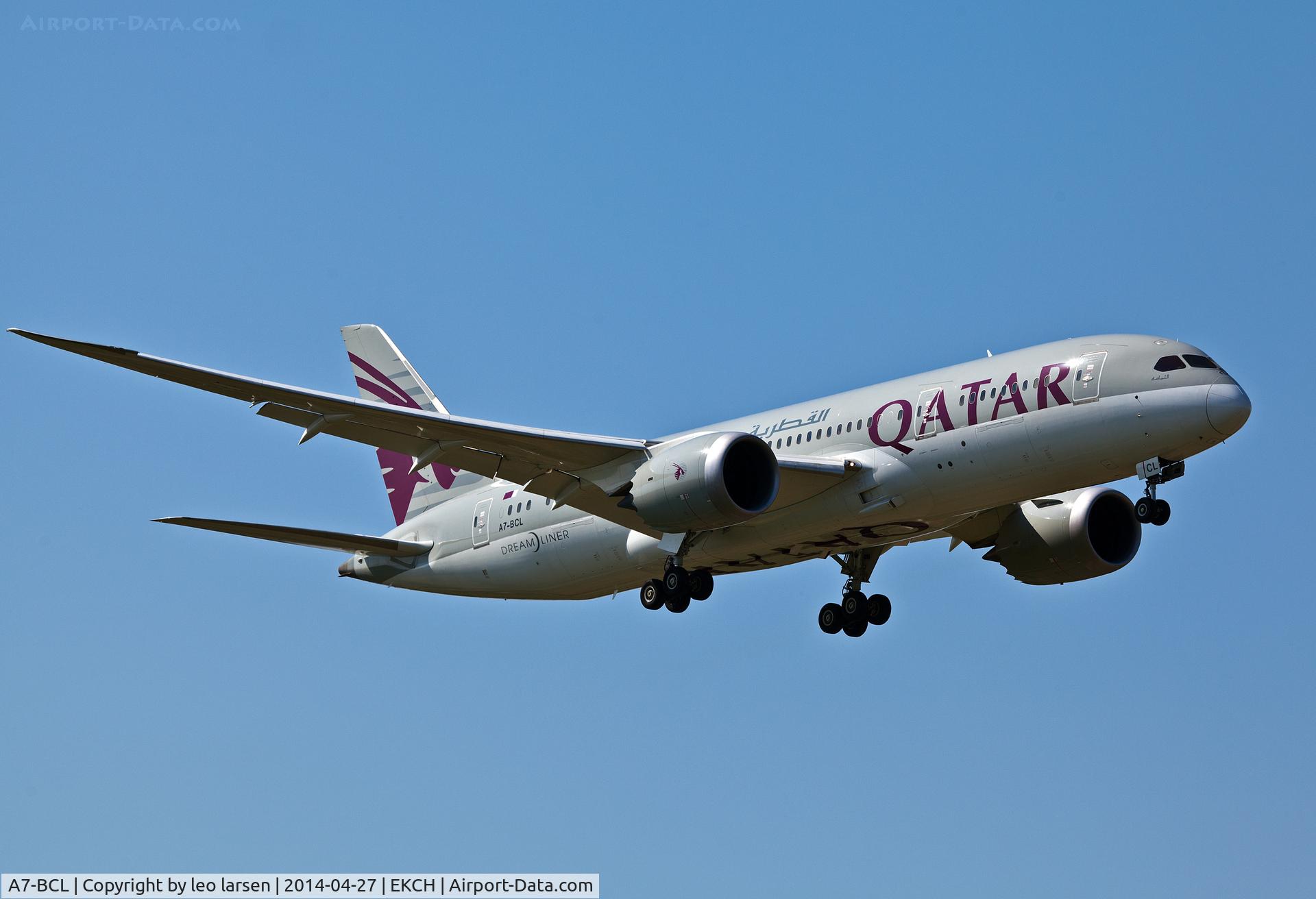 A7-BCL, 2012 Boeing 787-8 Dreamliner C/N 38330, Copenhagen Kastrup R-04L 27.4.14