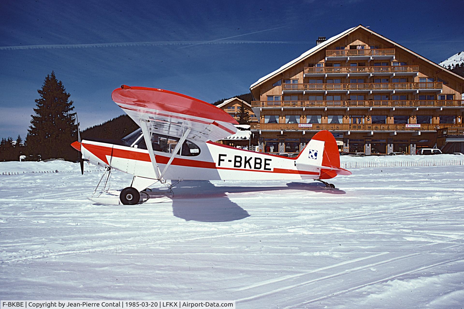 F-BKBE, Piper PA-18-150 Super Cub C/N 187658, On the apron at Méribel, Savoie, France. Scanned Kodachrome25 slide.This plane then belonged to the 