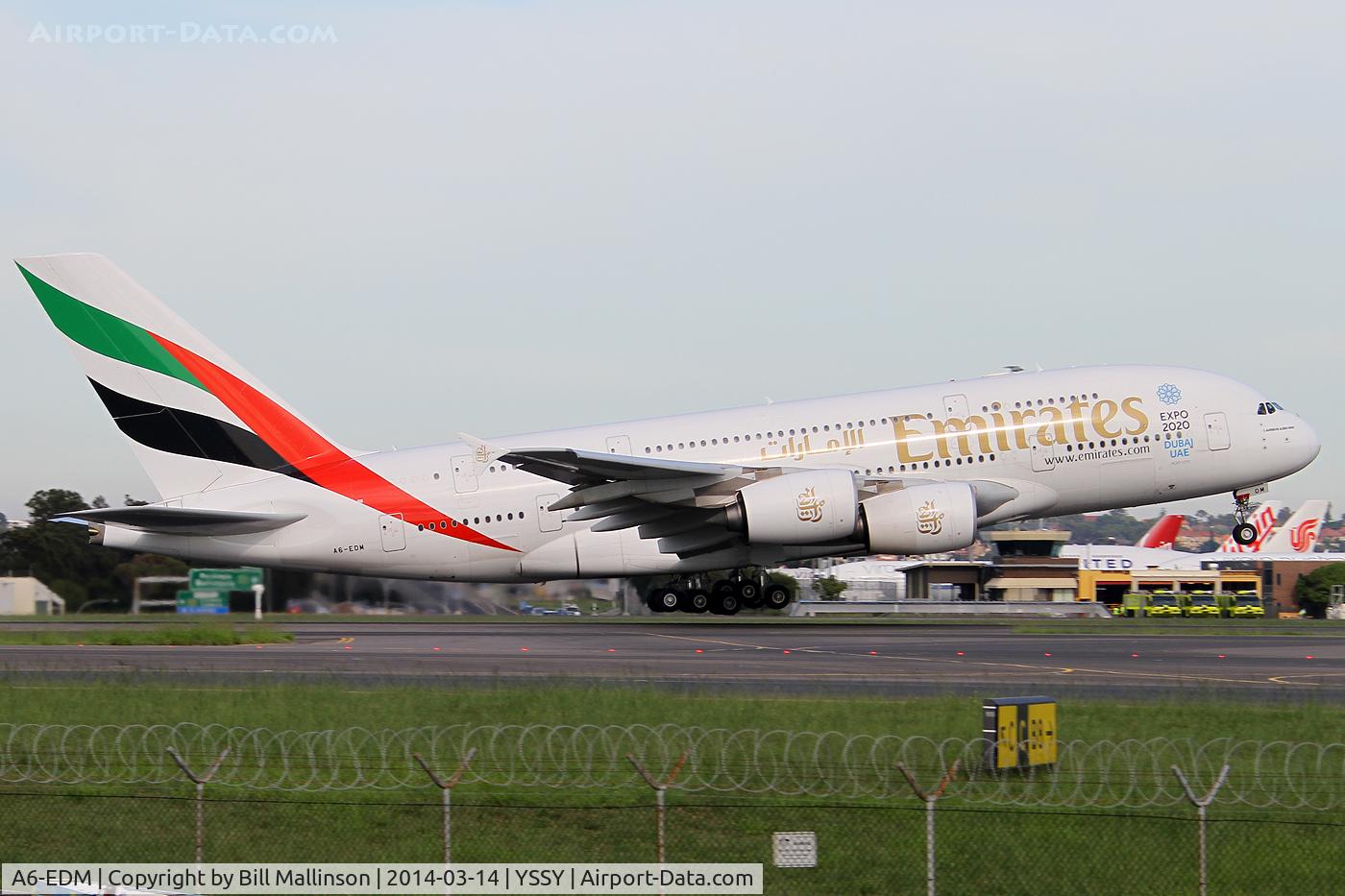 A6-EDM, 2010 Airbus A380-861 C/N 042, away to AKL from 34L