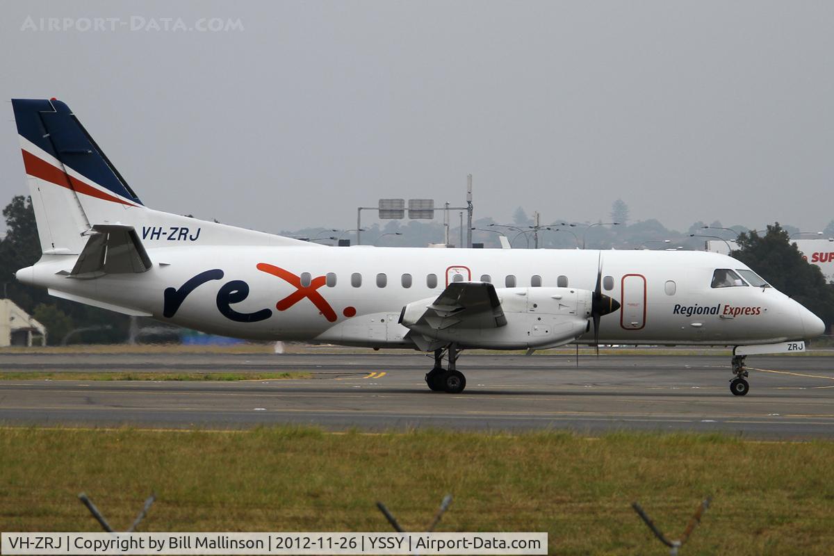 VH-ZRJ, SAAB 340B C/N 340B-396, taxiing from 34R
