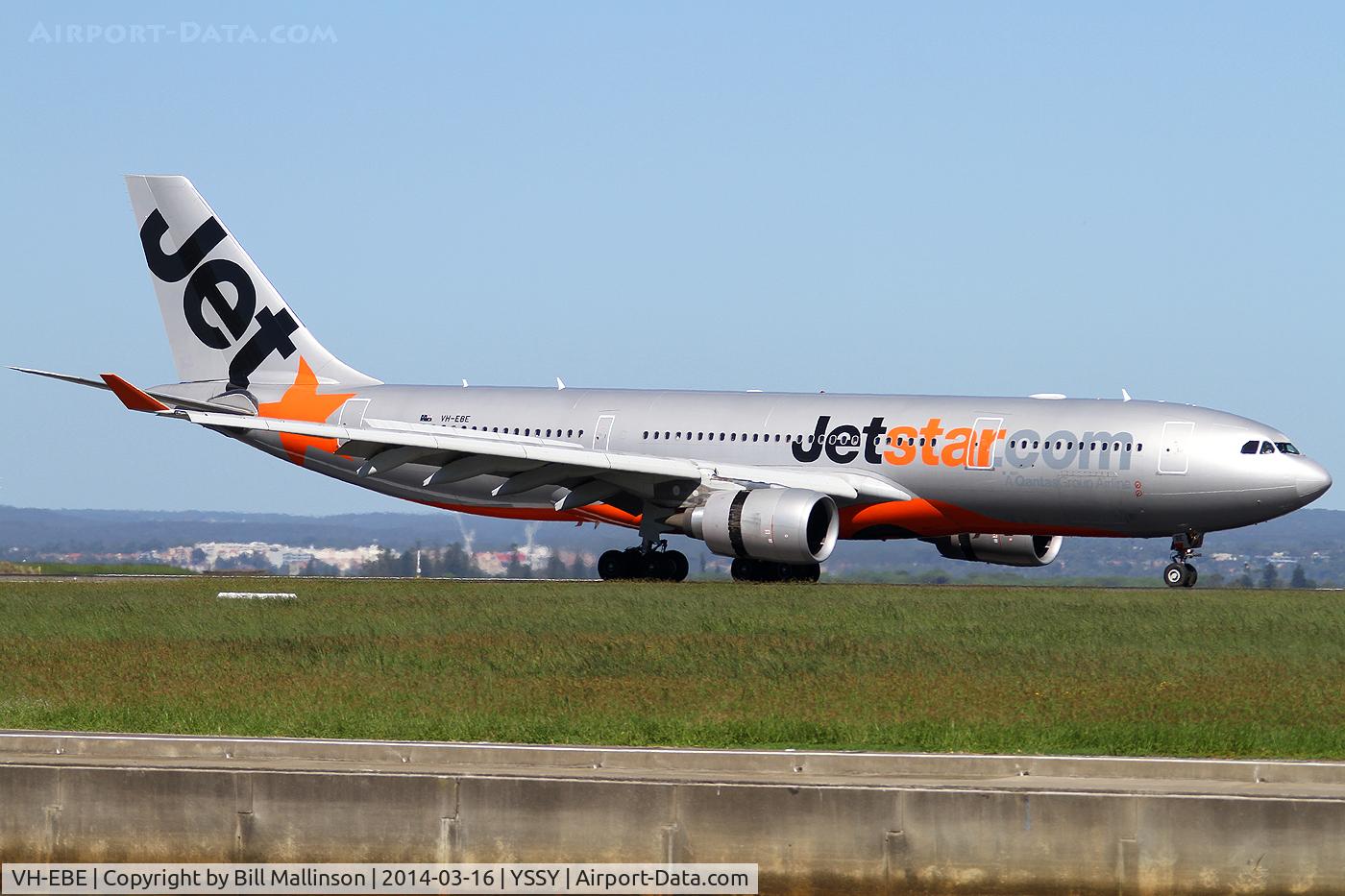 VH-EBE, 2007 Airbus A330-202 C/N 842, landed on 34R