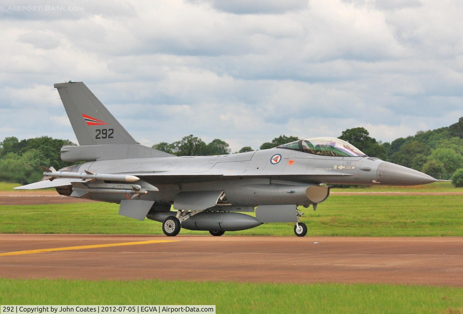 292, Fokker F-16AM Fighting Falcon C/N 6K-21, Arriving RIAT 2012