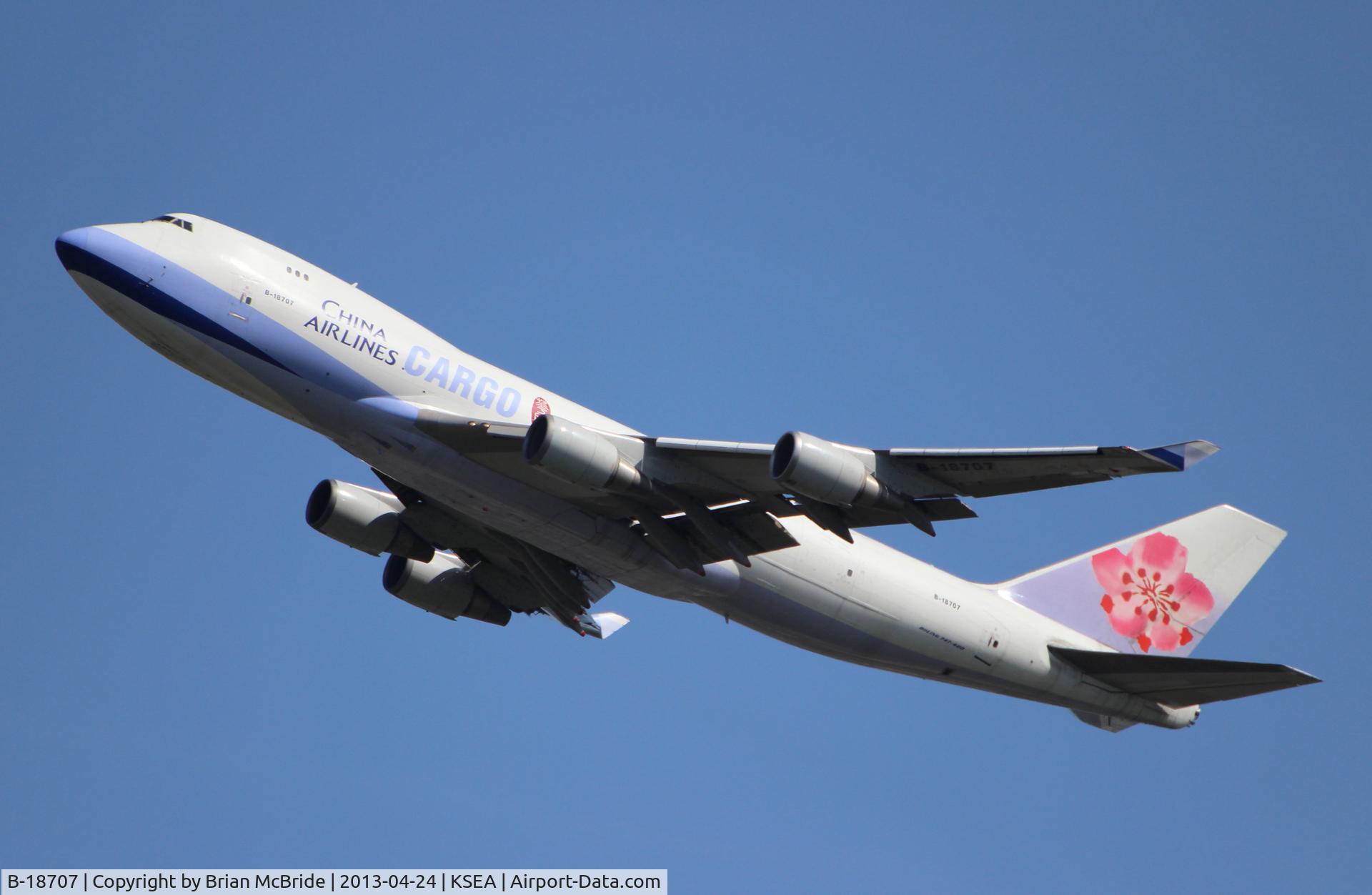 B-18707, 2001 Boeing 747-409F/SCD C/N 30764, China Airlines. 747-409FSCD. B-18707 cn 30764 1269. Seattle Tacoma - International (SEA KSEA). Image © Brian McBride. 24 April 2013