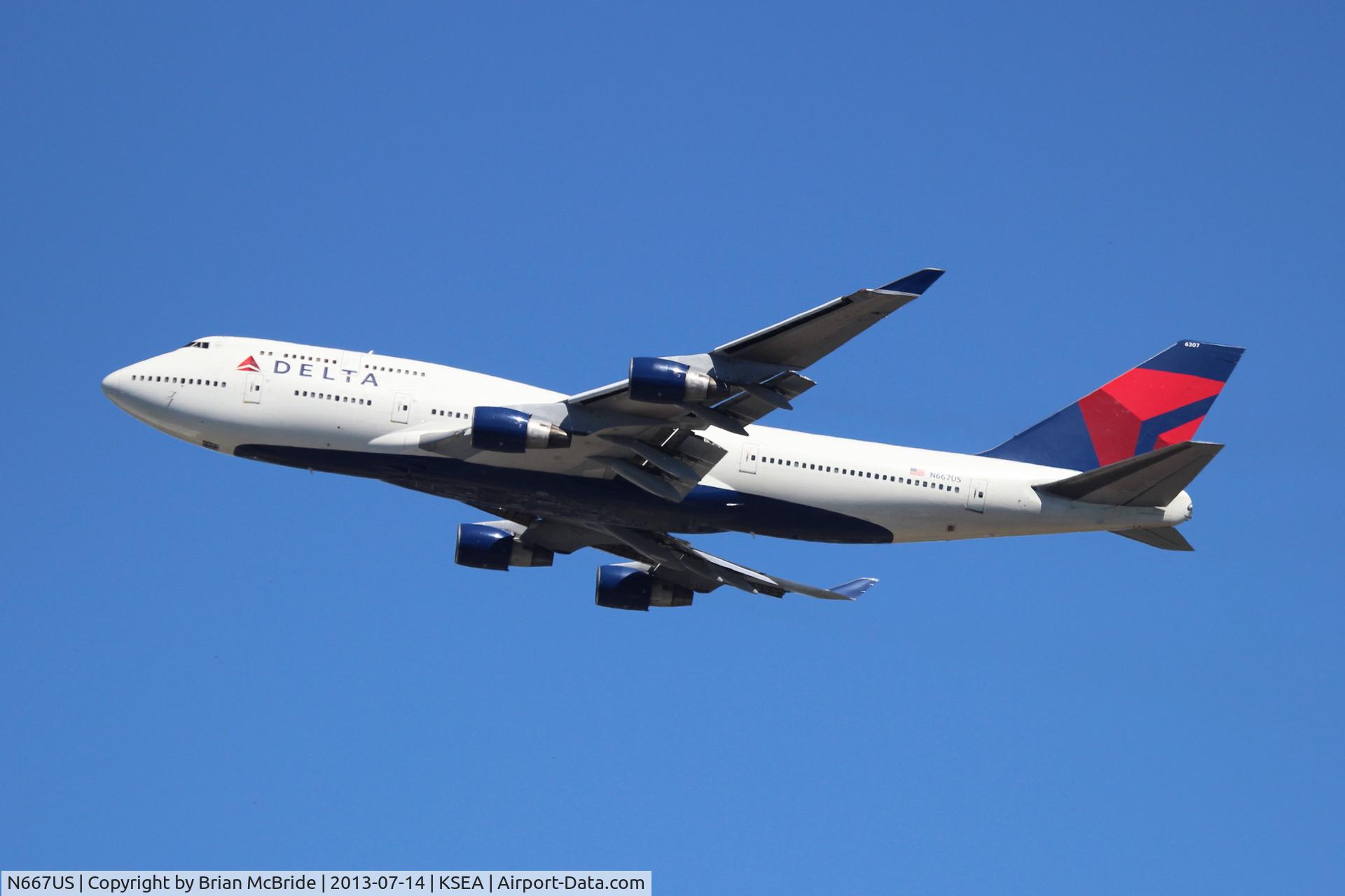 N667US, 1990 Boeing 747-451 C/N 24222, Delta Airlines. 747-451. N667US 6307 cn 24222 799. Seattle Tacoma - International (SEA KSEA). Image © Brian McBride. 14 July 2013