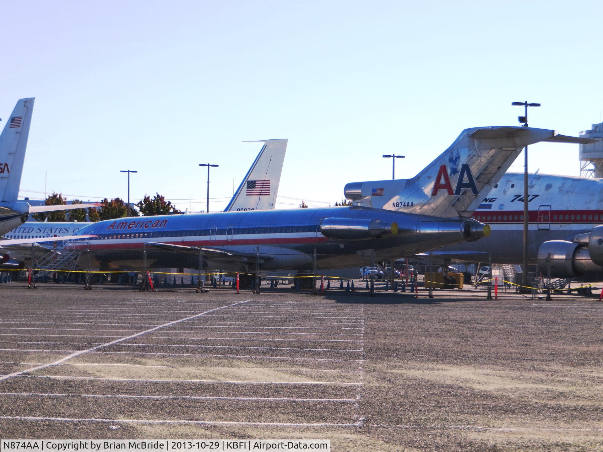 N874AA, 1978 Boeing 727-223 C/N 21386, American Airlines. 727-223Adv. N874AA cn 21386 1333. Seattle - Boeing Field King County International (BFI KBFI). Image © Brian McBride. 29 October 2013