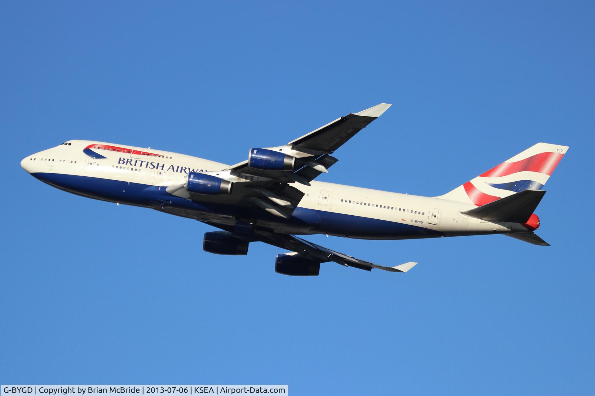 G-BYGD, 1999 Boeing 747-436 C/N 28857, British Airways. 747-436. G-BYGD cn 28857. Seattle Tacoma - International (SEA KSEA). Image © Brian McBride. 06 July 2013