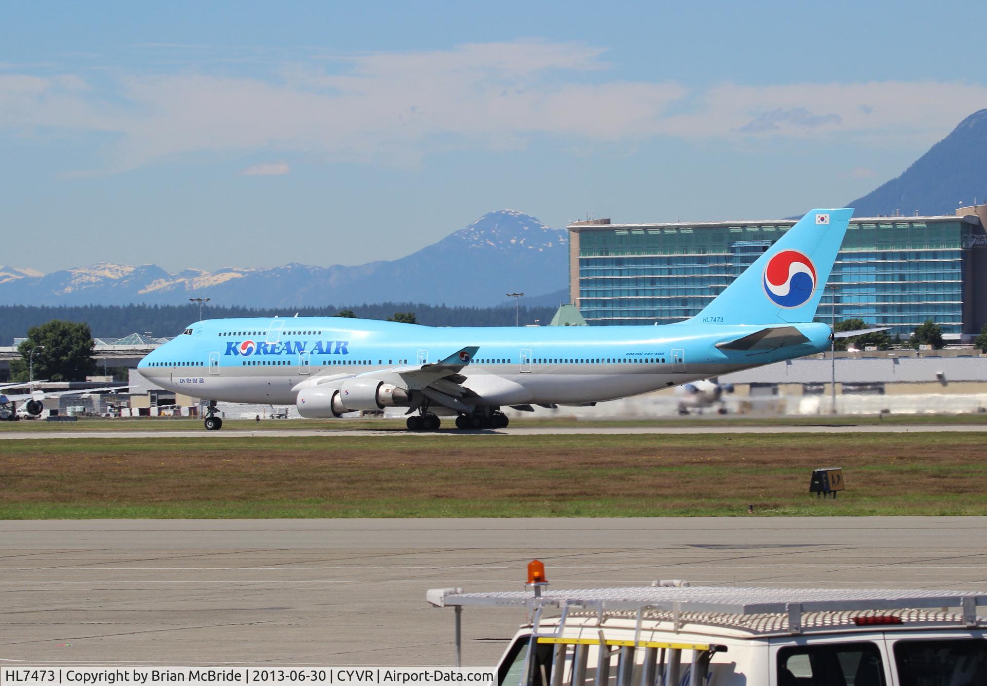 HL7473, 1996 Boeing 747-4B5 C/N 28335, Korean Air. 747-4B5. HL7473 cn 28335 1098. Vancouver - International (YVR CYVR). Image © Brian McBride. 30 June 2013