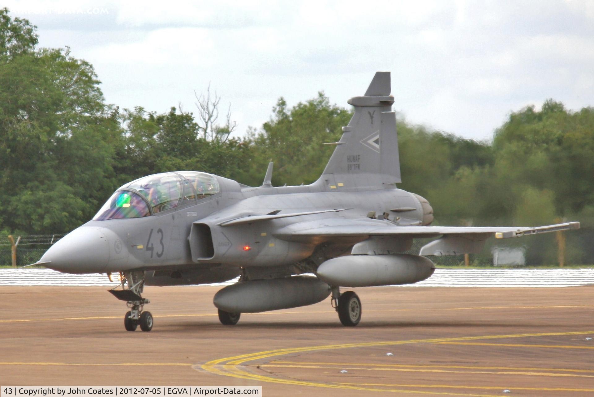 43, Saab JAS-39D Gripen C/N 39852, Arriving RIAT 2012