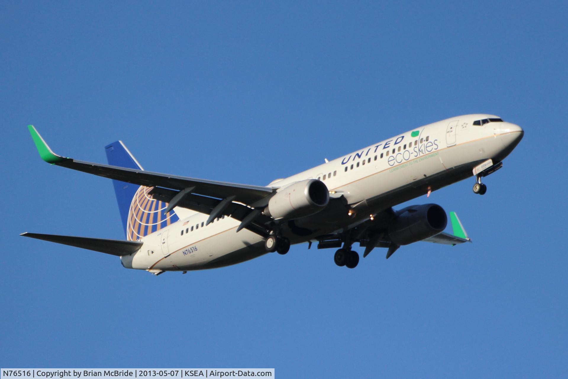 N76516, 2008 Boeing 737-824 C/N 37096, United Airlines. 737-824. N76516 cn 37096 2718. Eco-Skies. Seattle Tacoma - International (SEA KSEA). Image © Brian McBride. 07 May 2013