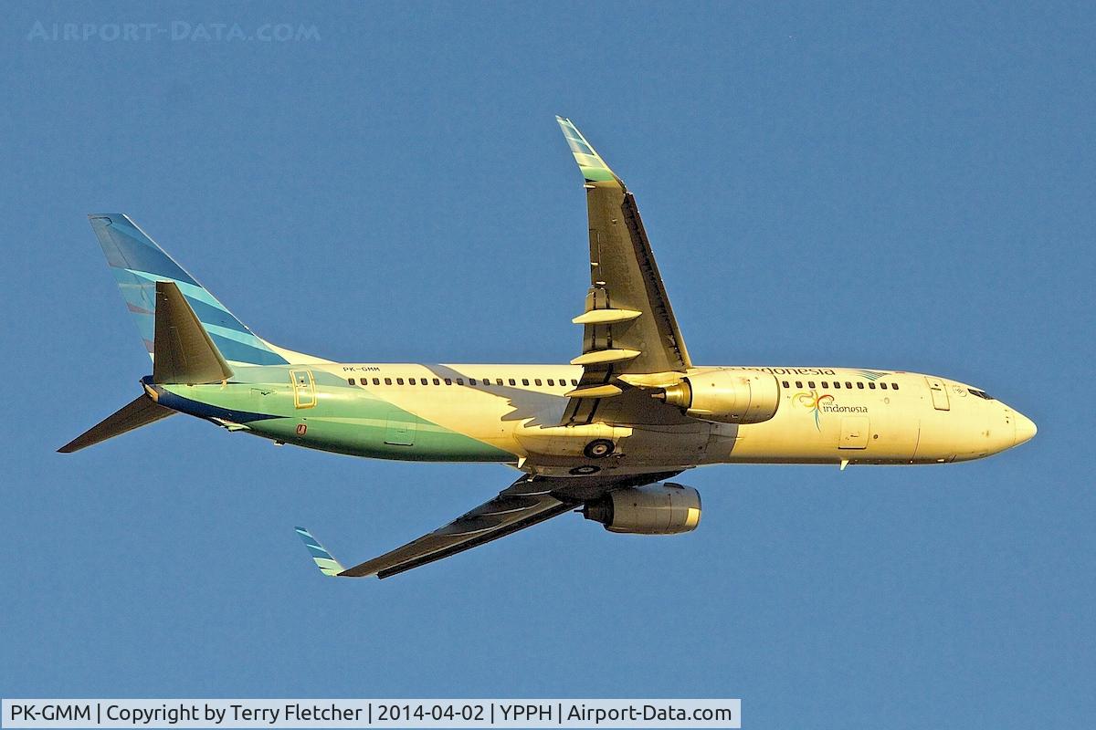 PK-GMM, 2010 Boeing 737-8U3 C/N 30145, Garuda's 2010 Boeing 737-8U3, c/n: 30145 climbs away from Perth Int.
