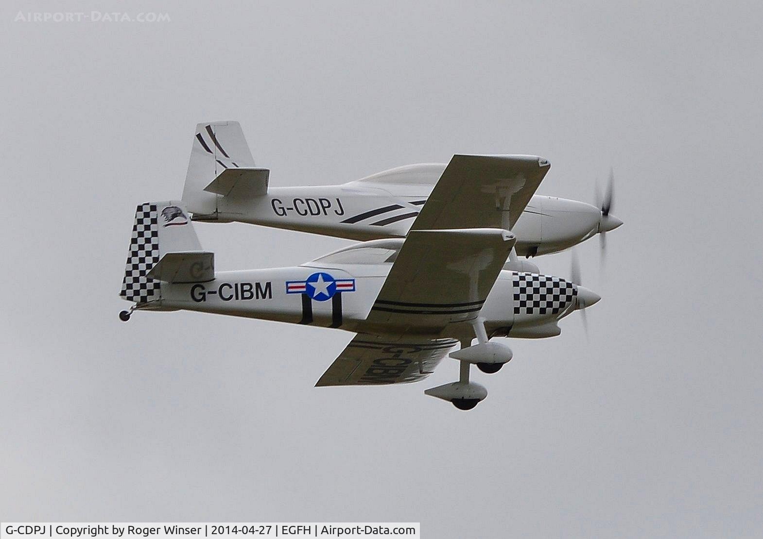 G-CDPJ, 2006 Vans RV-8 C/N PFA 303-13295, Team Raven formation change practice with G-CIBM over Runway 04.