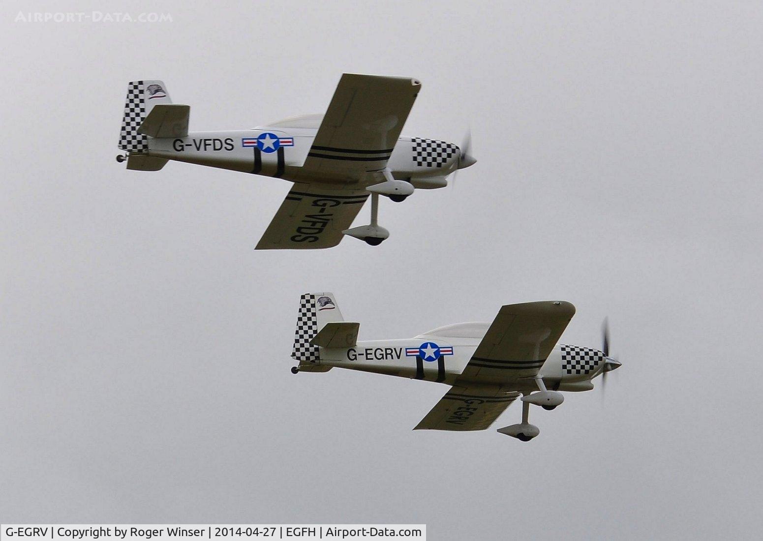 G-EGRV, 2007 Vans RV-8 C/N PFA 303-13639, Team Raven formation practice with G-VFDS over Runway 04.